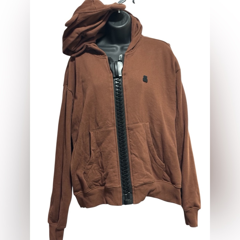 Teddy Fresh Brown Hooded Chunky Zip-Up Jacket
